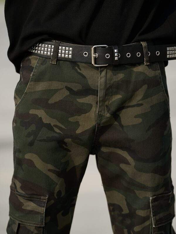 Men’s Plus Size Camo Cargo Jeans – Stretch Slim Fit Denim with Pockets, Olive Green, Casual Style for Spring/Summer/Fall, Skinny Fit, PLUS SIZE - Image 4