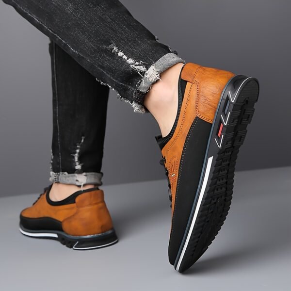 Plus Size Men’s Business Color Block Walking Shoes – Comfy Non-Slip Lace-Up Rubber Sole - Image 6
