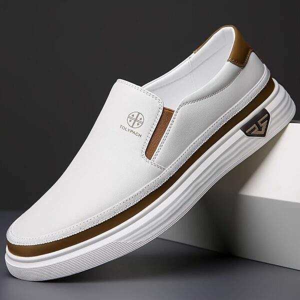 Men’s Stylish Slip-On Loafers – White Casual Shoes with Non-Slip Sole - Image 3