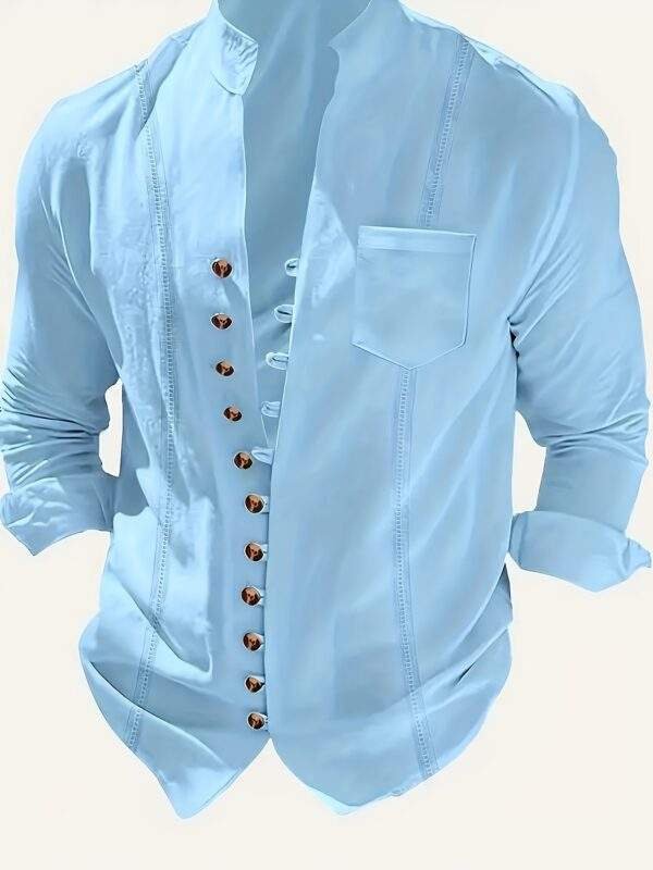 Spring and Autumn Men's Cotton Cuban Style Casual Suit, Fashionable Beach Two-Piece Set - Image 8