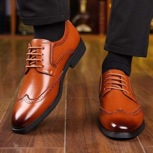 Plus Size Men’s Classic Wing-Tip Derby Shoes – Comfy Non-Slip Dress Shoes - Image 5