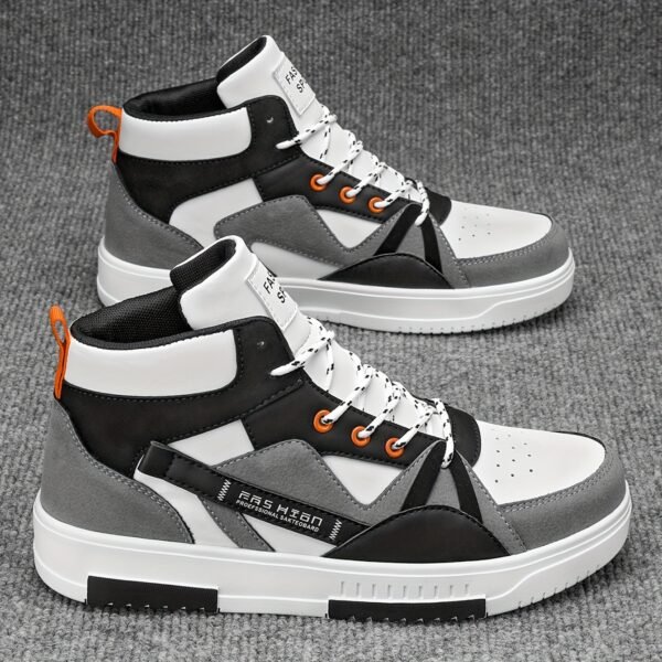 Men's High-Top Running Shoes - Fashion Sports & Outdoor Sneakers with Graphic Letter Print, Stability Pronation, Lightweight, Lace-up Closure, PU Upper, Fabric Inner, EVA Sole - Comfortable for Casual Street Style, Hiking, All Seasons - Image 3