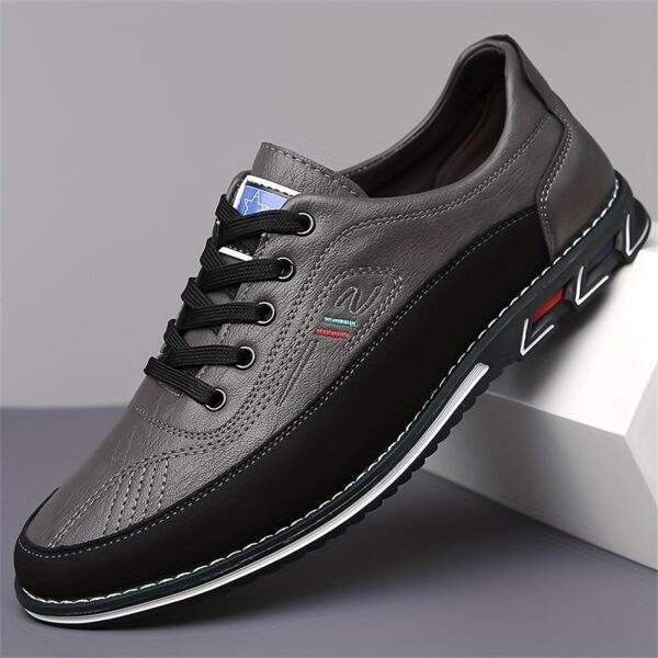 Men's Black Slip-On Loafers - Comfortable Non-Slip Rubber Sole, Durable Casual Walking Shoes for Outdoor Activities, "ALTO" Design with Blue Accents, All-Season Wear - Image 6