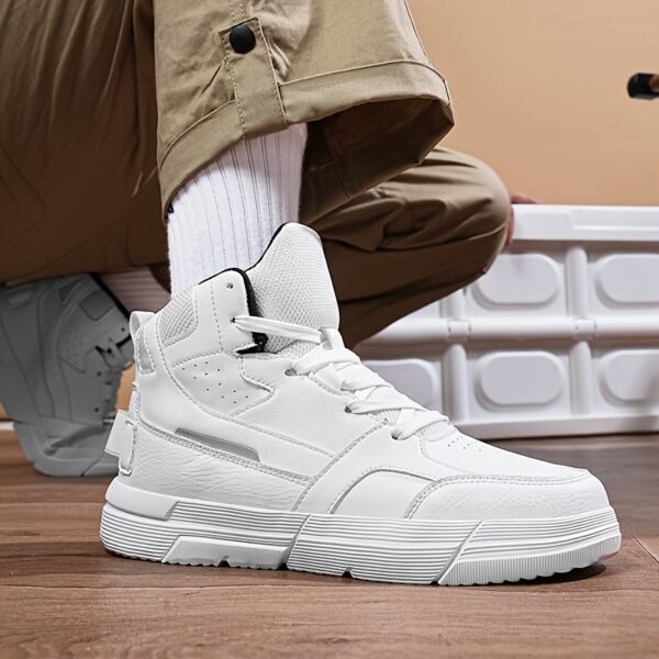 High-Top Casual Sneakers in Black & White - Breathable Fabric, Non-Slip EVA Sole, Lace-Up, Versatile for All Seasons, Sizes 5-14 - Image 5