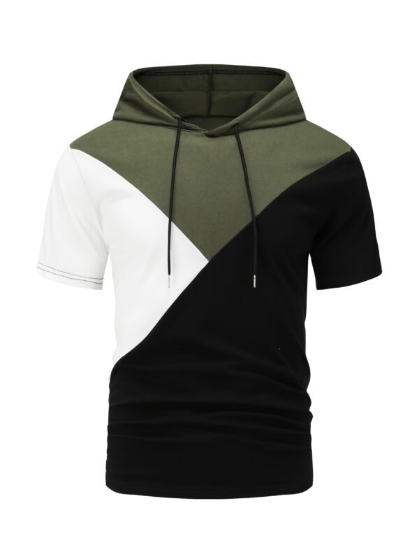 Men’s Spring/Summer Casual Sports Hoodie & Shorts Set – Short Sleeve, Three-Color Contrast, Outdoor Activewear - Image 4