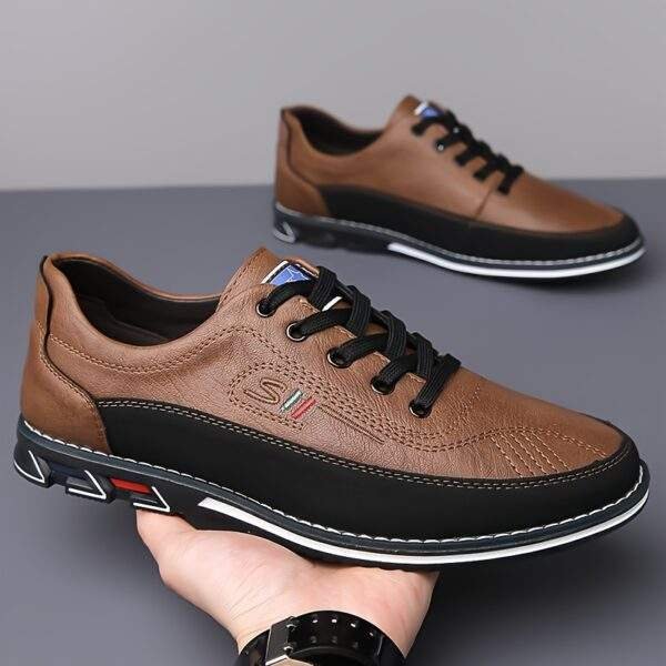 Men's Black Slip-On Loafers - Comfortable Non-Slip Rubber Sole, Durable Casual Walking Shoes for Outdoor Activities, "ALTO" Design with Blue Accents, All-Season Wear - Image 13