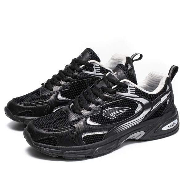 Men's Stylish Sports Shoes In Black With Silvery, Breathable Mesh, And Large Sizes 40-46, Perfect For Casual Wear. - Image 5