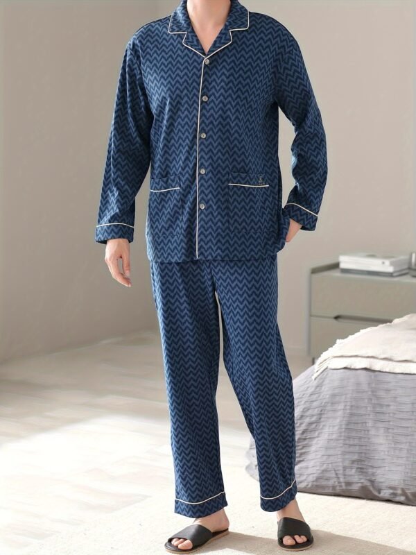 Cardigan Men's Pure Cotton Thin Long Sleeve Simple Spring and Autumn Home Clothes Men's Middle-aged Dad's Full Cotton Plus Size Pajamas - Image 5
