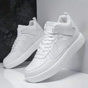 Men’s High-Top Fashion Sneakers – Casual Sports Lace-Up Running Shoes, PU Upper, EVA Cushioned Insole, MD Sole, All-Season Comfort