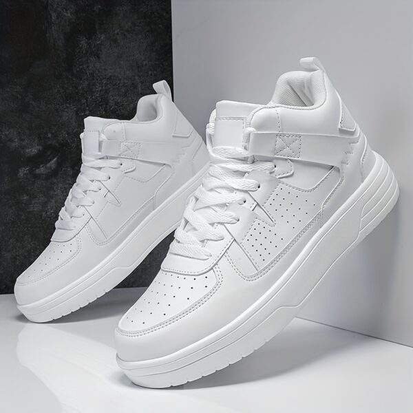 Men’s High-Top Fashion Sneakers – Casual Sports Lace-Up Running Shoes, PU Upper, EVA Cushioned Insole, MD Sole, All-Season Comfort