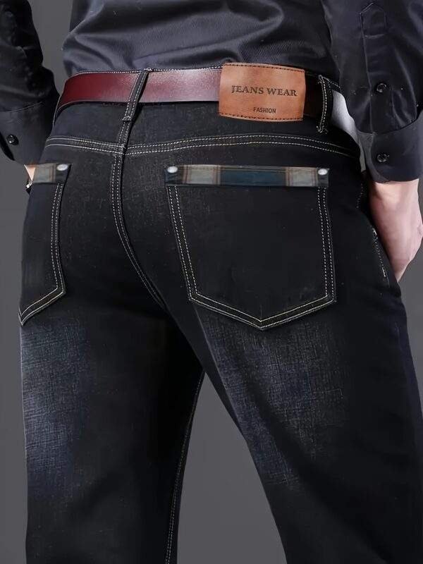 Plus Size Men’s Jeans – Elastic Straight Leg with Unique Printed Pockets, Comfortable All-Season Casual & Business Style Pants - Image 7