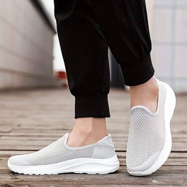 Men’s Breathable Knit Slip-On Sneakers – Lightweight Dark Green Casual Shoes - Image 7