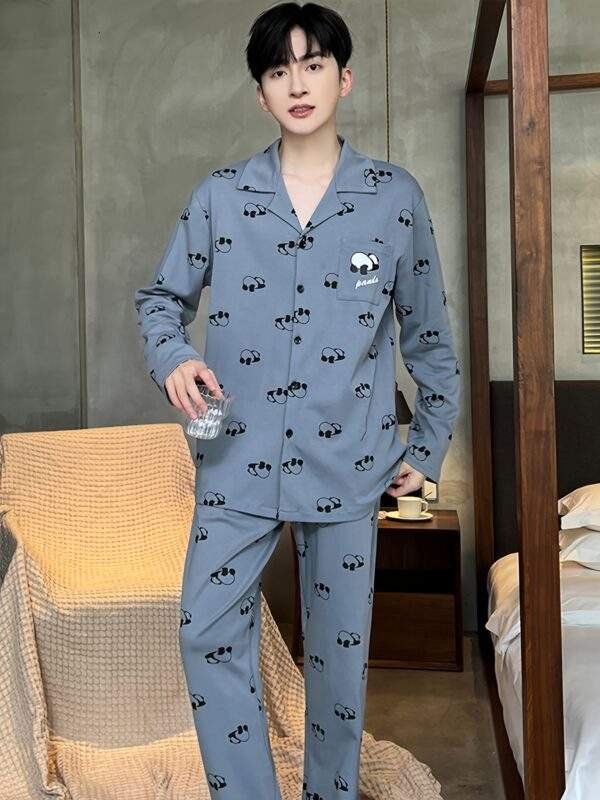 2025 New Men's Pajamas Pure Cotton Long Sleeve Spring and Autumn Models Teenager Winter Summer Boy Cartoon Home Clothes Set