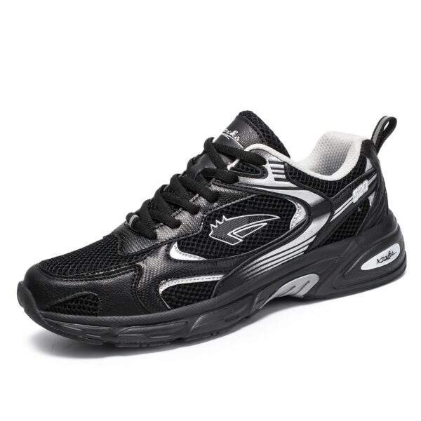Men's Stylish Sports Shoes In Black With Silvery, Breathable Mesh, And Large Sizes 40-46, Perfect For Casual Wear. - Image 2