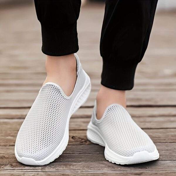 Men’s Breathable Knit Slip-On Sneakers – Lightweight Dark Green Casual Shoes - Image 2