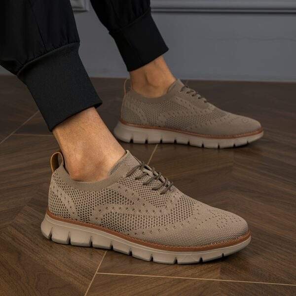 Plus Size Men's Trendy Solid Breathable Sneakers, Comfy Non Slip Soft Sole Lace Up Shoes For Men's Outdoor Activities - Image 6