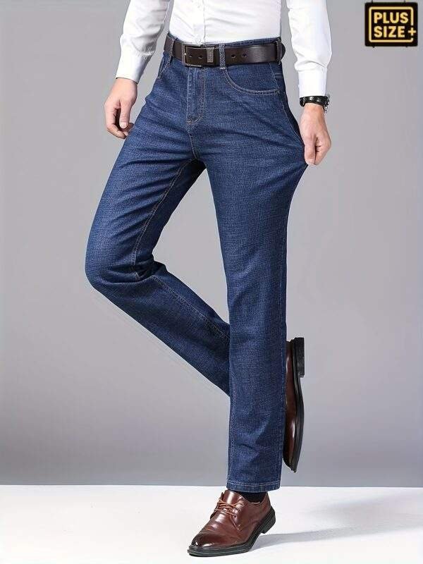 Plus Size Men’s Jeans – Elastic Straight Leg with Unique Printed Pockets, Comfortable All-Season Casual & Business Style Pants - Image 6