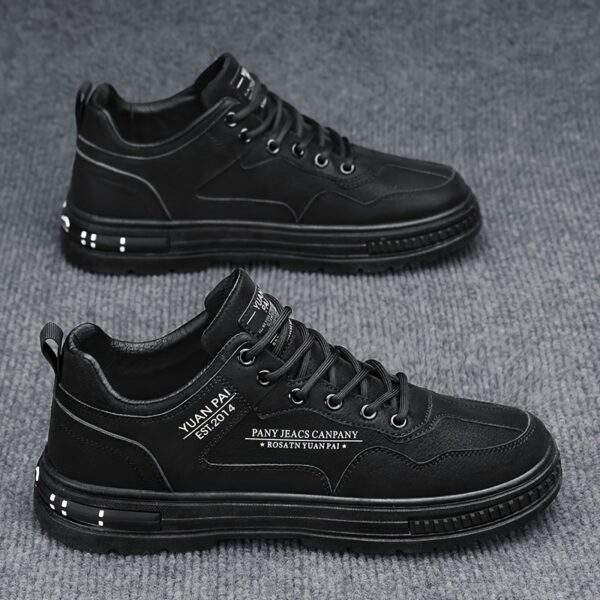 Men's Lightweight Skate Sneakers - Stylish Beige Casual Sneakers with Durable PU Upper, Breathable Fabric Lining, and Non-Slip PVC Sole for Casual Attire, Hiking & Outdoor Activities, Everyday Shoes | Sporty Style | Breathable Lining, Skate Shoes - Image 5