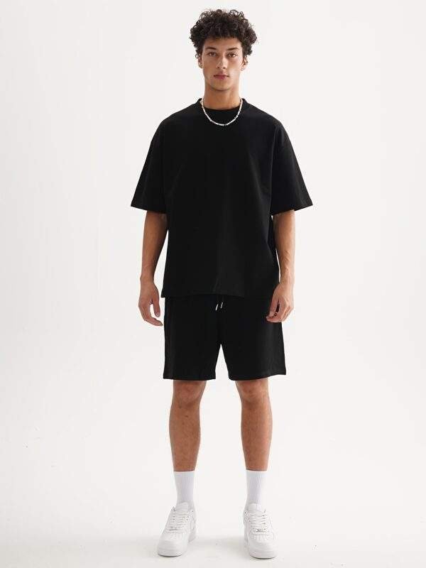 Item Longfei OBM Summer Fashion Heavyweight High-Quality Pure Cotton Casual Short T-Shirt and Shorts Two-Piece Set for Men and Women, All-Cotton Round Neck Short-Sleeved T-Shirt and Shorts in the Same Color Matching Ins Hot 2pcs Street Fashion Trendy Brand Leisure Sports Two-piece - Image 3