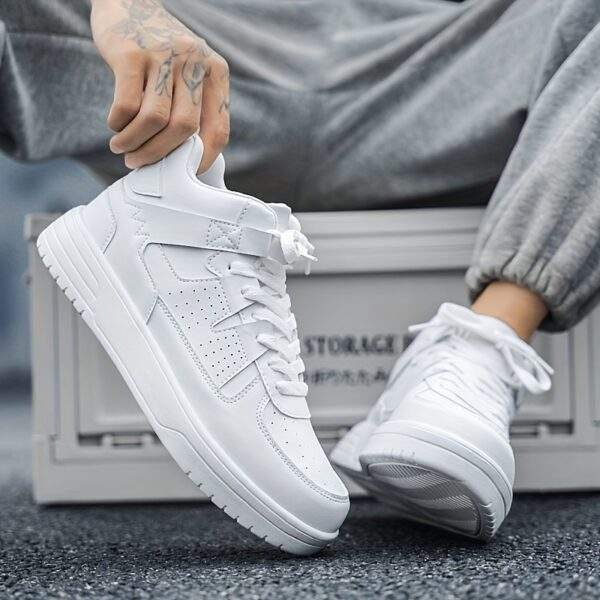 Men’s High-Top Fashion Sneakers – Casual Sports Lace-Up Running Shoes, PU Upper, EVA Cushioned Insole, MD Sole, All-Season Comfort - Image 9