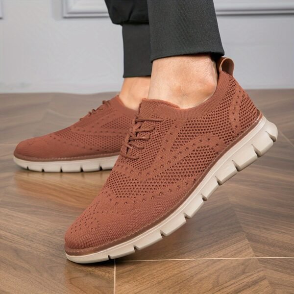 Plus Size Men’s Breathable Woven Knit Sneakers – Durable Non-Slip Lace-Up Shoes - Image 4