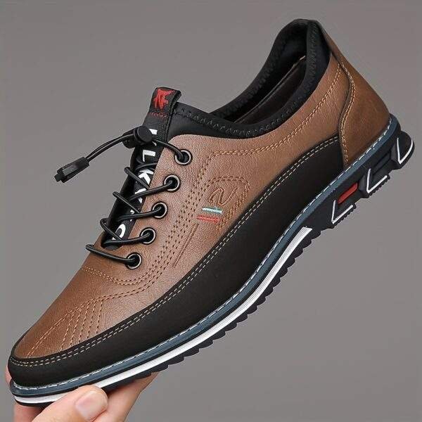 Yundong1981 Men's Slip-On Casual Sneakers - Low-Top Upper, Rubber Sole, Black with Red Accents for Outdoor Hiking & Daily Wear, Hiking Gear, Versatile Footwear, Stylish Footwear, Quality Footwear, Laceup Shoes, Active Lifestyle - Image 2