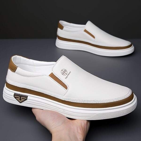 Men’s Stylish Slip-On Loafers – White Casual Shoes with Non-Slip Sole - Image 4
