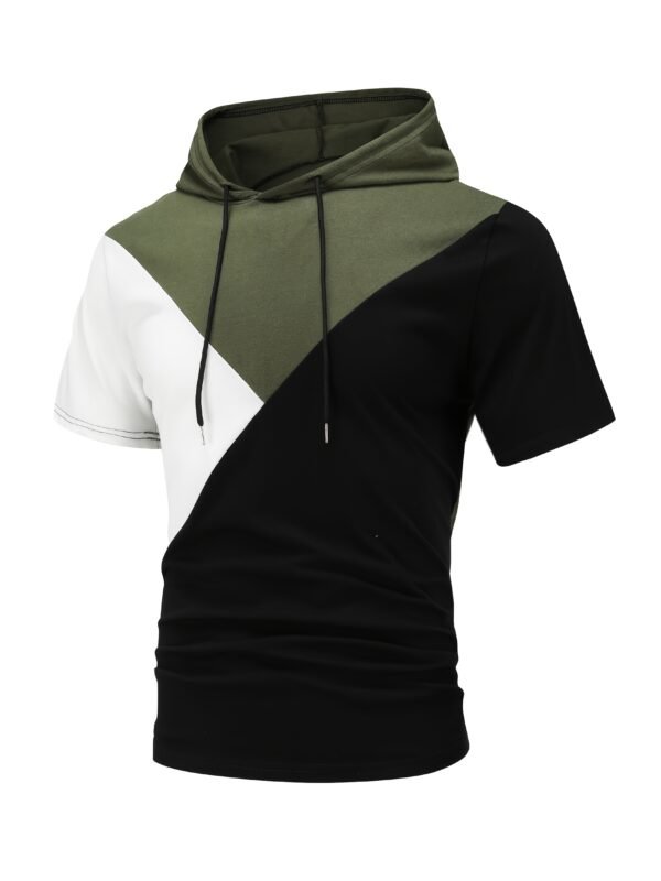 Men’s Spring/Summer Casual Sports Hoodie & Shorts Set – Short Sleeve, Three-Color Contrast, Outdoor Activewear - Image 7