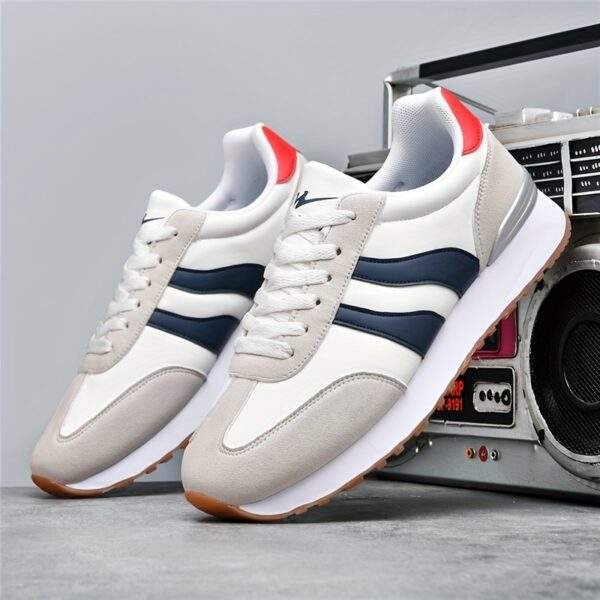 AOPLUS Men's Fashion Running Sneakers - Black & White Casual Sneakers with Rubber Sole, Lace-Up Low-Top Design for Casual Attire, Training & Outdoor Activities, Running Shoes - Image 6