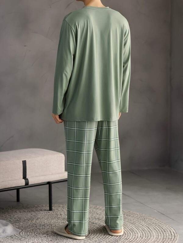 Monodosen Brand + 20% Off Price Comparison New Spring and Autumn Men's Pajamas with Long Sleeves and Trousers, Wearable Outdoors with Pockets, High-end Casual Fashion Home Clothes Set - Image 3