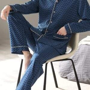 Cardigan Men's Pure Cotton Thin Long Sleeve Simple Spring and Autumn Home Clothes Men's Middle-aged Dad's Full Cotton Plus Size Pajamas