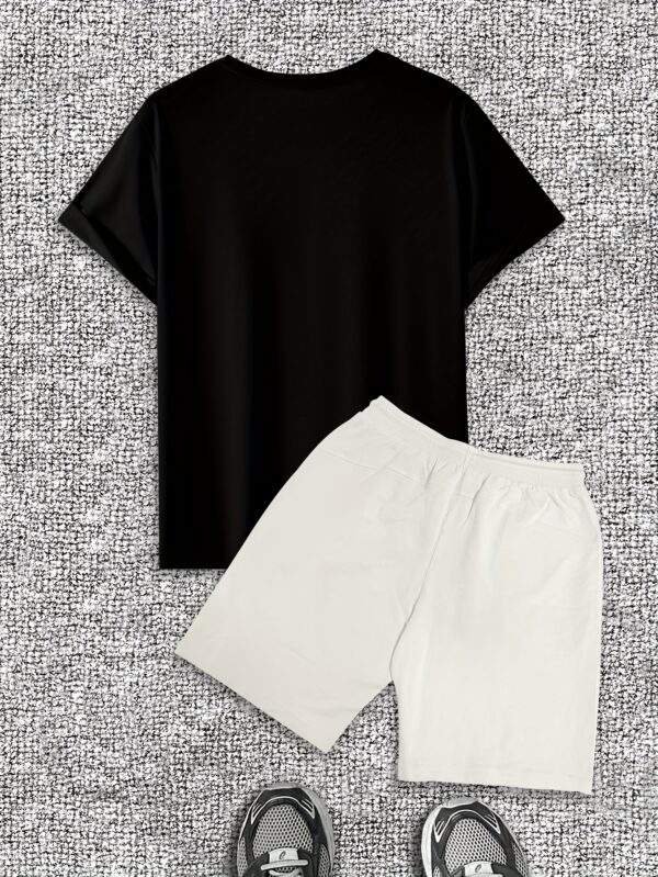 Men’s Coffee Signal Pattern Short Sleeve T-Shirt & Shorts Casual Set - Image 8