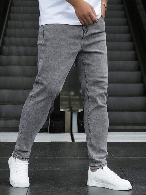 Men's Plus Size Loose Fit Cotton Jeans Stylish Casual Pants with Pockets - Image 4
