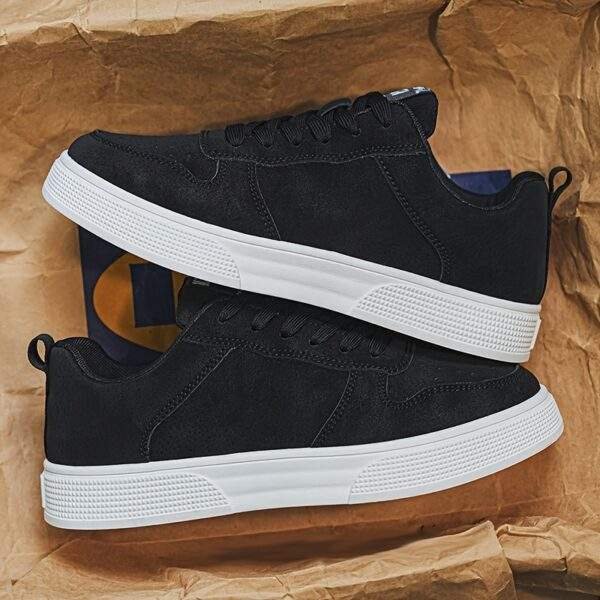 Men's Casual Street Skateboarding Shoes - Solid Color All-Season Low-Top Sneakers with Lace-Up Closure, PU Upper, Fabric Inner, PVC Sole, Fabric Insole, Round Toe for Daily Wear - Image 7