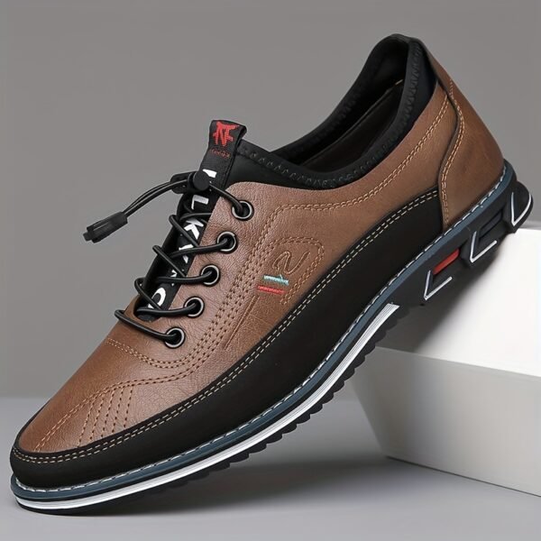Plus Size Men’s Business Color Block Walking Shoes – Comfy Non-Slip Lace-Up Rubber Sole - Image 7