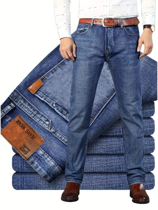 Men’s Plus-Size Stretch Jeans – Fully Washed, Durable, Warm, Work-Ready