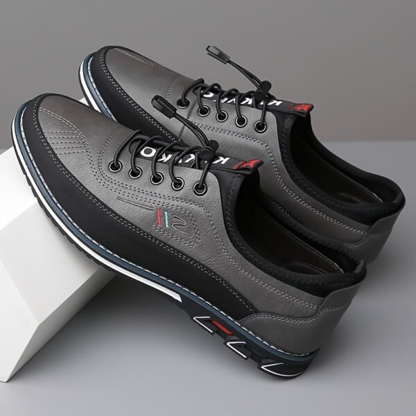 Plus Size Men’s Business Color Block Walking Shoes – Comfy Non-Slip Lace-Up Rubber Sole - Image 4
