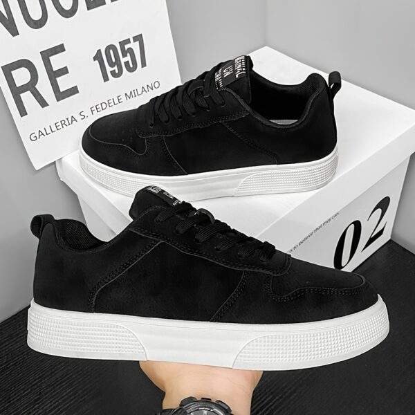 Men’s Black Casual Sneakers – Trendy Low-Top Lace-Up Shoes - Image 9