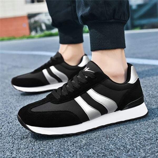 AOPLUS Men's Fashion Running Sneakers - Black & White Casual Sneakers with Rubber Sole, Lace-Up Low-Top Design for Casual Attire, Training & Outdoor Activities, Running Shoes - Image 10