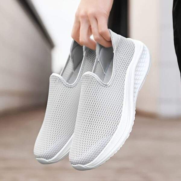 Men’s Breathable Knit Slip-On Sneakers – Lightweight Dark Green Casual Shoes - Image 4