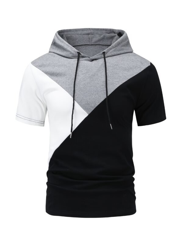 Men’s Spring/Summer Casual Sports Hoodie & Shorts Set – Short Sleeve, Three-Color Contrast, Outdoor Activewear - Image 6