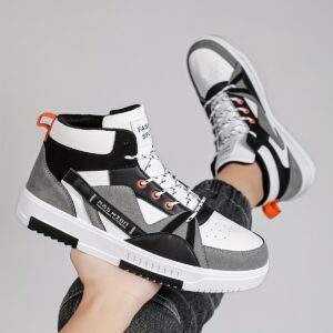 Men's High-Top Running Shoes - Fashion Sports & Outdoor Sneakers with Graphic Letter Print, Stability Pronation, Lightweight, Lace-up Closure, PU Upper, Fabric Inner, EVA Sole - Comfortable for Casual Street Style, Hiking, All Seasons
