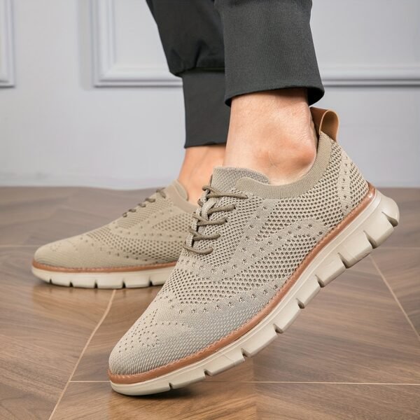 Plus Size Men’s Breathable Woven Knit Sneakers – Durable Non-Slip Lace-Up Shoes - Image 6