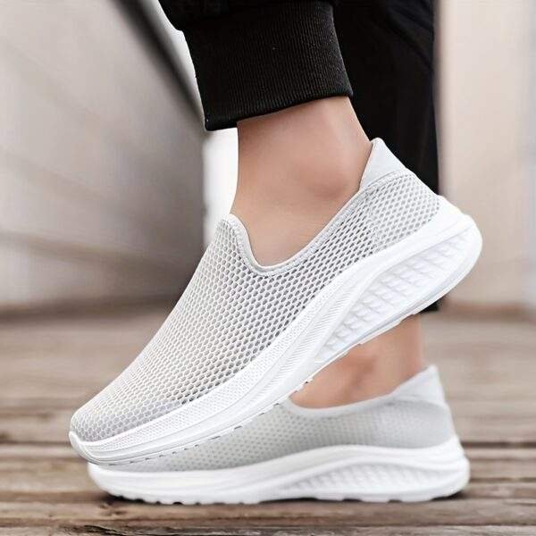 Men’s Breathable Knit Slip-On Sneakers – Lightweight Dark Green Casual Shoes - Image 3