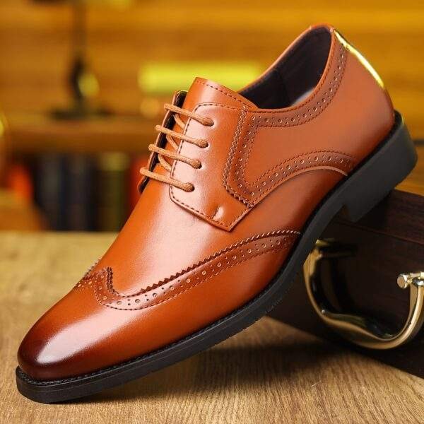 Plus Size Men’s Classic Wing-Tip Derby Shoes – Comfy Non-Slip Dress Shoes - Image 2