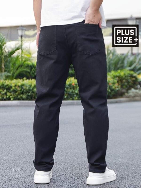 Men's Plus Size Loose Fit Cotton Jeans Stylish Casual Pants with Pockets - Image 7
