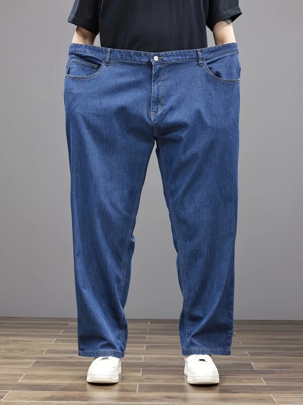 Plus Size Men’s Soft & Comfy Jeans – Casual Loose Fit Denim with Pockets, Stretch Rayon Blend for Fall/Winter - Image 2