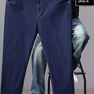 Men’s High-Waist Stretch Denim Jeans – Loose Straight-Leg, Durable & Versatile, Plus Size, Long Pants