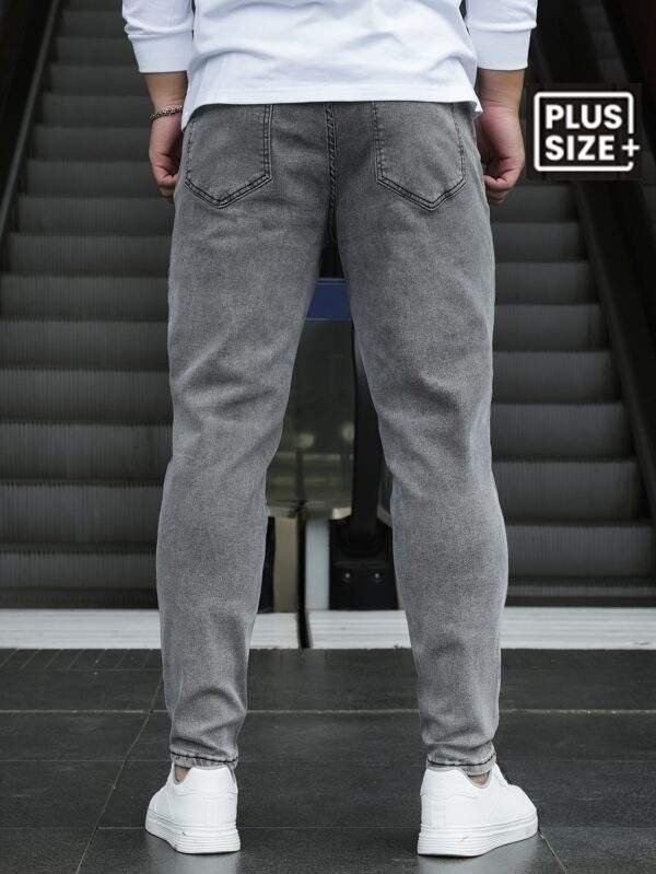 Men's Plus Size Loose Fit Cotton Jeans Stylish Casual Pants with Pockets - Image 8