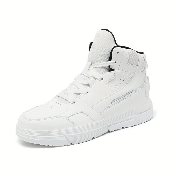 High-Top Casual Sneakers in Black & White - Breathable Fabric, Non-Slip EVA Sole, Lace-Up, Versatile for All Seasons, Sizes 5-14 - Image 2